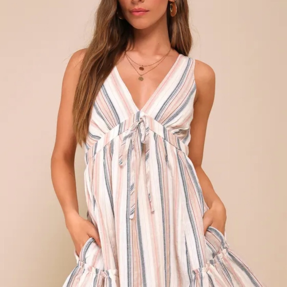 Lulu's Striped Mini Dress in Blue and White